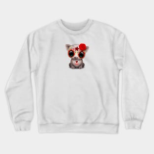 Red Day of the Dead Sugar Skull Baby Pig Crewneck Sweatshirt